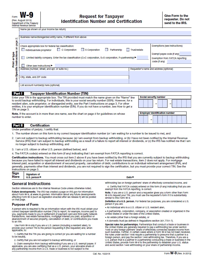 Printable W 9 Form Printable Forms Free Online