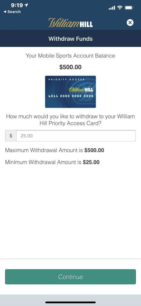 william hill online betting account