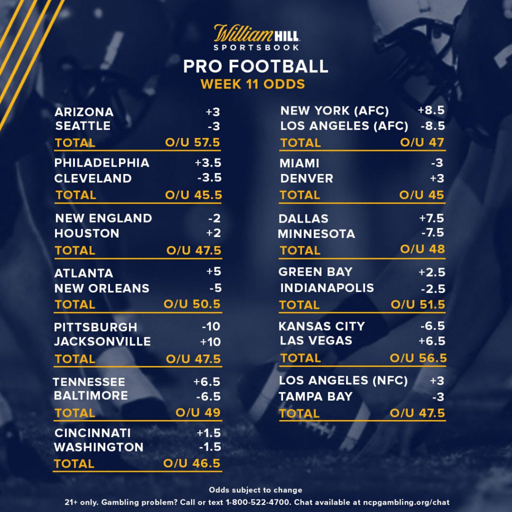 nfl week 11 odds and predictions
